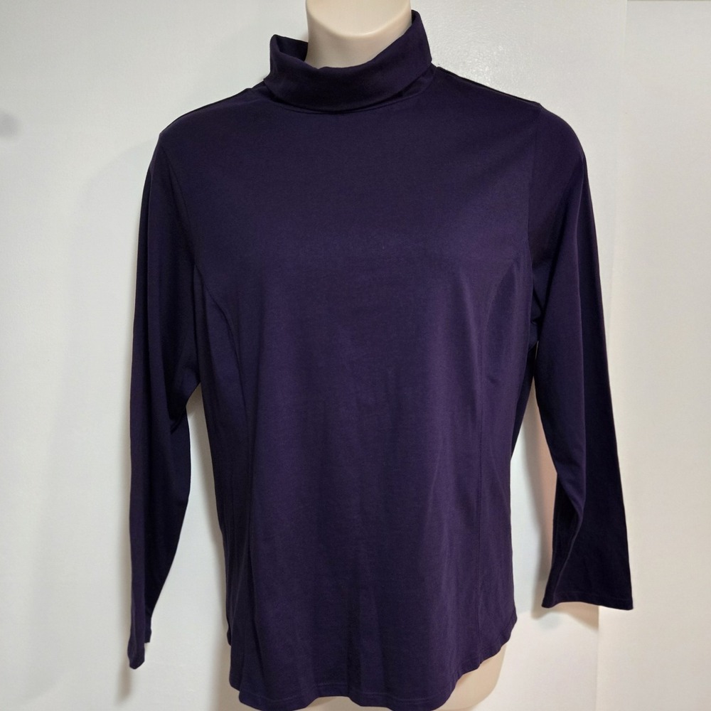 Coldwater Creek Sz 2X (20/22) 100% Supima Cotton Deep Purple Stretch Turtleneck